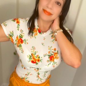 👜Ivory Floral Print Soft Bodysuit